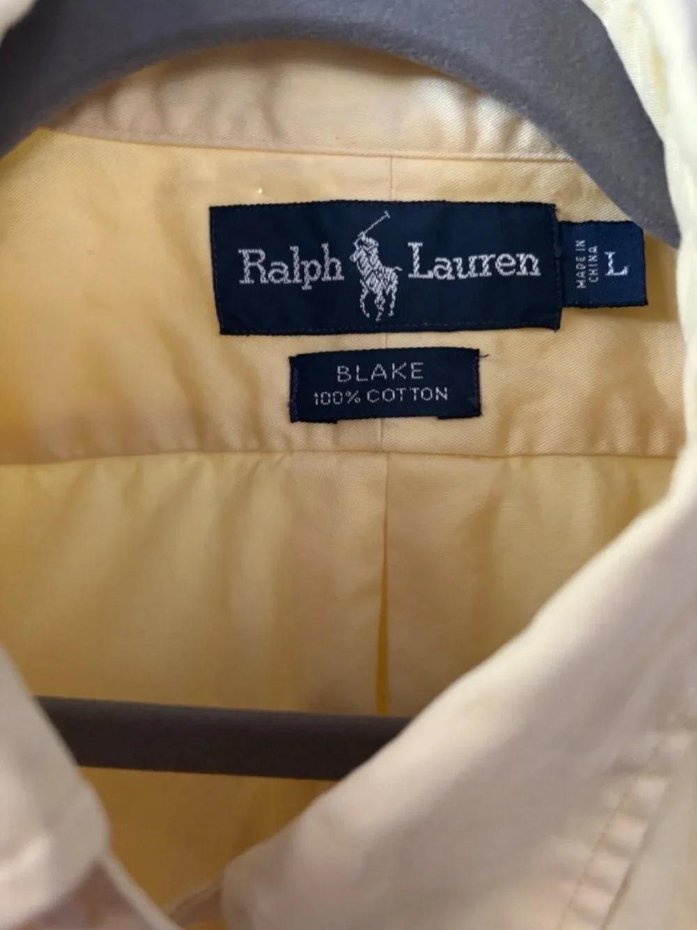 Ralph Lauren Classic Fit Mens L Butter Yellow Woven Cotton Button-Down
